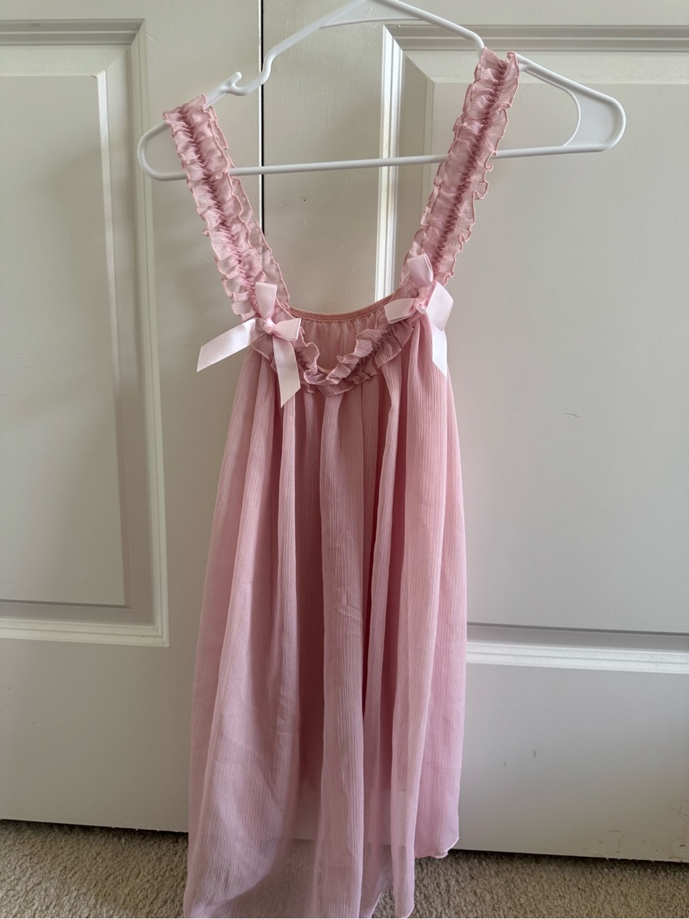 Pink Ruffled Bow Nightgown/shorts set